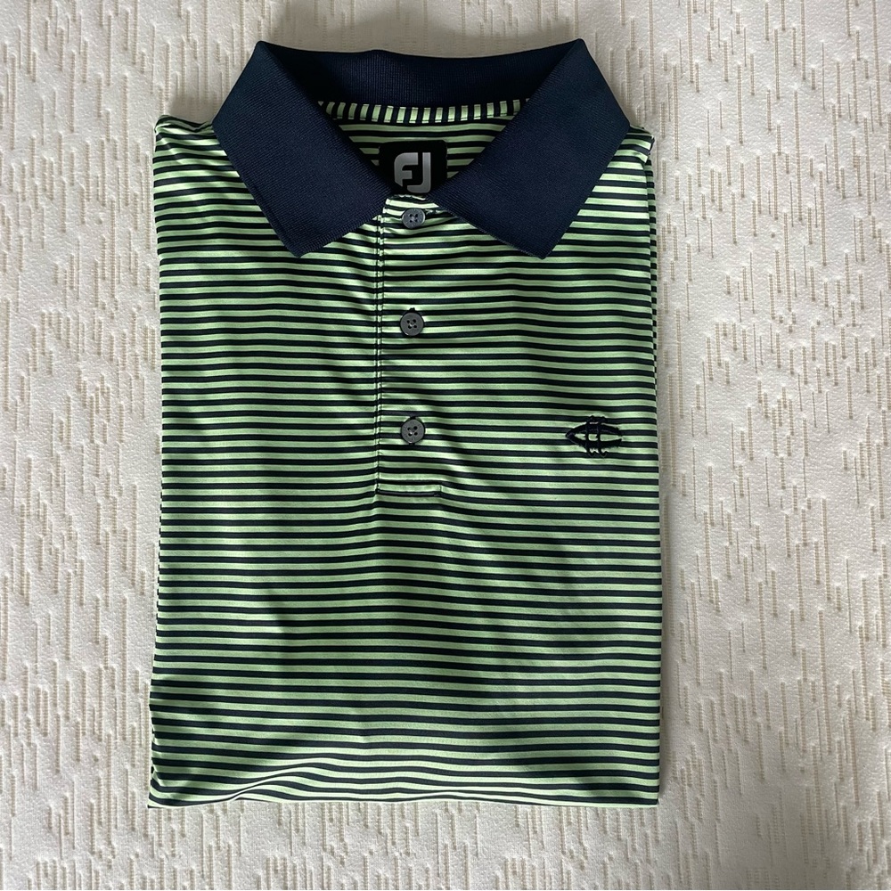 Footjoy Golf Polo Men’s Medium Green/Black Stripe